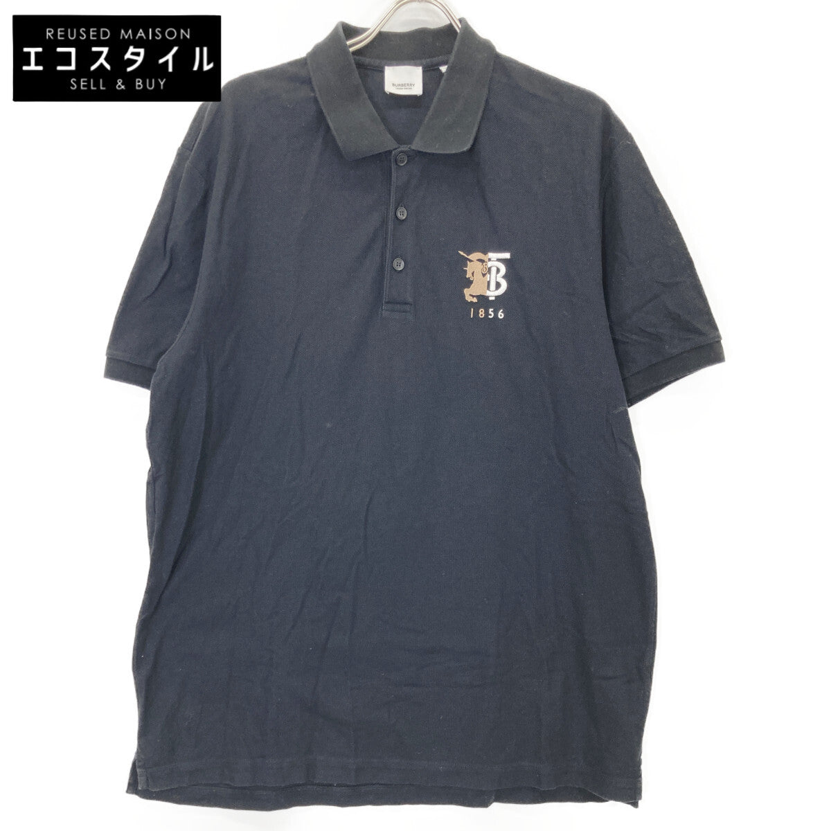 BURBERRY バーバリー 8025774 ﾌﾞﾗｯｸ ﾛｺﾞｴﾝﾌﾞﾛｲﾀﾞﾘｰ ﾎﾟﾛｼｬﾂ トップス XXL