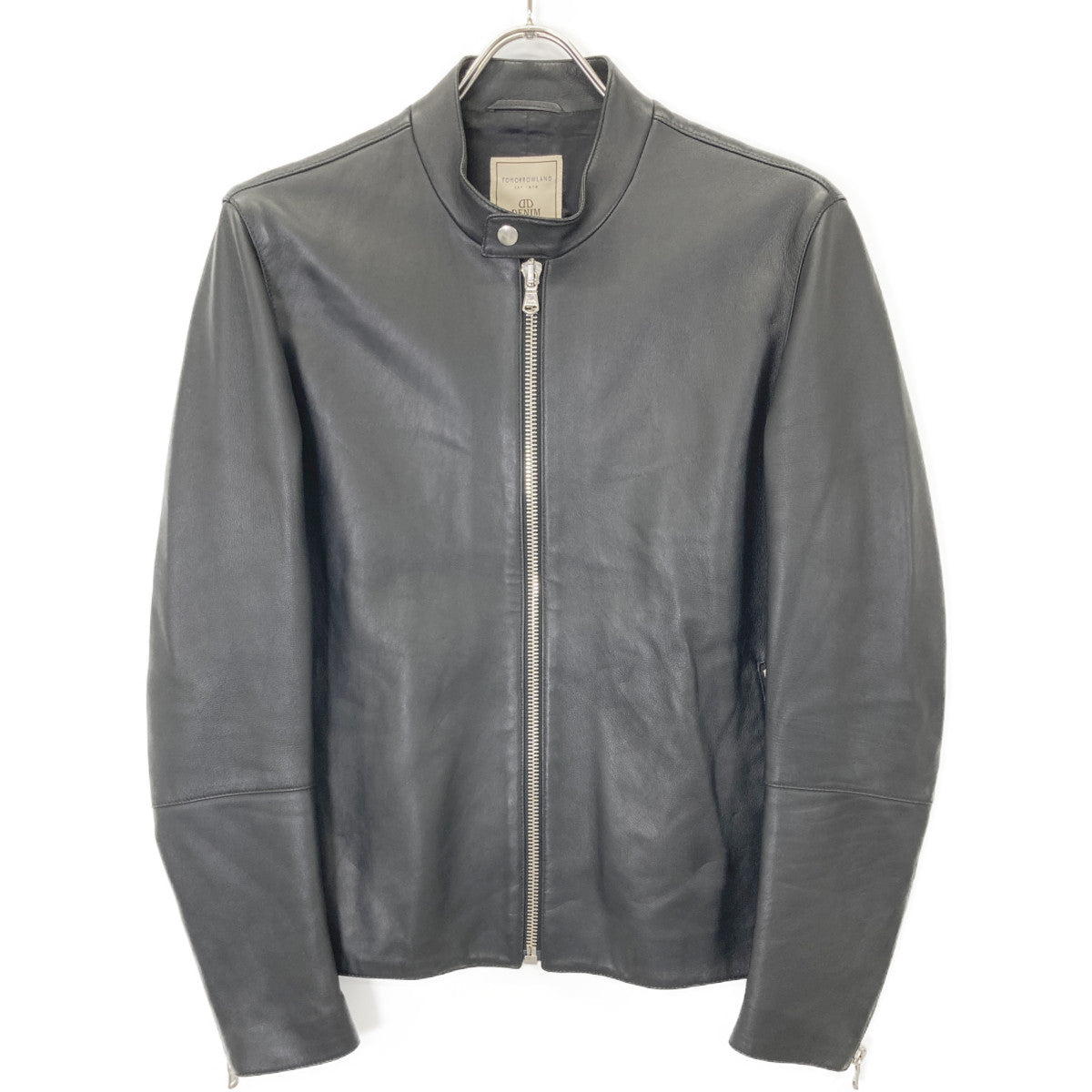 TOMORROWLAND トゥモローランド ×DENIM ﾌﾞﾗｯｸ ﾗﾑﾚｻﾞｰ ﾄﾞﾙﾌｨﾝ ｼﾝｸﾞﾙﾗｲﾀﾞｰｽｼﾞｬｹｯﾄ ジャケット 44