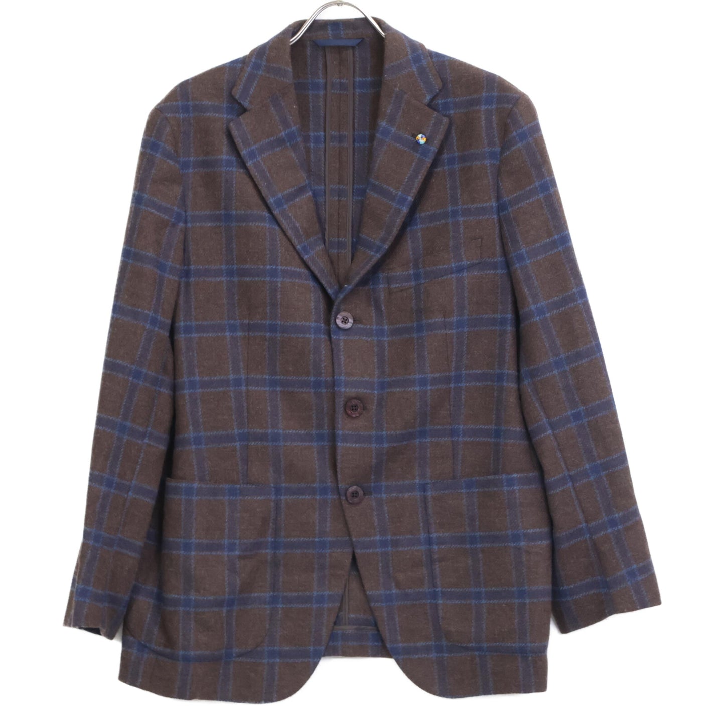 Belvest ベルベスト G10647 ﾌﾞﾙｰ×ﾌﾞﾗｳﾝ ｳｰﾙ ｶﾞﾝｸﾗﾌﾞﾁｪｯｸ JACKET IN THE BOX ｼﾞｬｹｯﾄ ジャケット 50