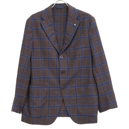 Belvest ベルベスト G10647 ﾌﾞﾙｰ×ﾌﾞﾗｳﾝ ｳｰﾙ ｶﾞﾝｸﾗﾌﾞﾁｪｯｸ JACKET IN THE BOX ｼﾞｬｹｯﾄ ジャケット 50