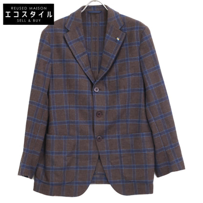 Belvest ベルベスト G10647 ﾌﾞﾙｰ×ﾌﾞﾗｳﾝ ｳｰﾙ ｶﾞﾝｸﾗﾌﾞﾁｪｯｸ JACKET IN THE BOX ｼﾞｬｹｯﾄ ジャケット 50