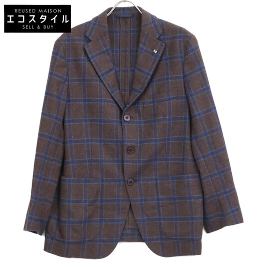 Belvest ベルベスト G10647 ﾌﾞﾙｰ×ﾌﾞﾗｳﾝ ｳｰﾙ ｶﾞﾝｸﾗﾌﾞﾁｪｯｸ JACKET IN THE BOX ｼﾞｬｹｯﾄ ジャケット 50