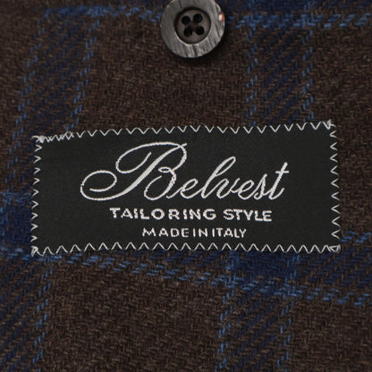 Belvest ベルベスト G10647 ﾌﾞﾙｰ×ﾌﾞﾗｳﾝ ｳｰﾙ ｶﾞﾝｸﾗﾌﾞﾁｪｯｸ JACKET IN THE BOX ｼﾞｬｹｯﾄ ジャケット 50