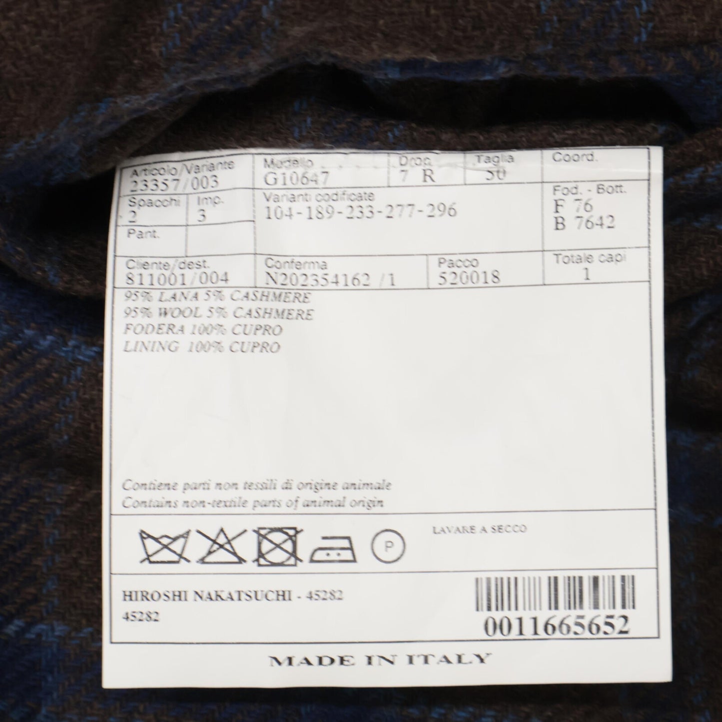 Belvest ベルベスト G10647 ﾌﾞﾙｰ×ﾌﾞﾗｳﾝ ｳｰﾙ ｶﾞﾝｸﾗﾌﾞﾁｪｯｸ JACKET IN THE BOX ｼﾞｬｹｯﾄ ジャケット 50