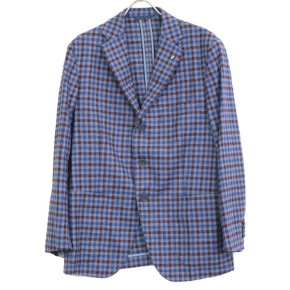 Belvest ベルベスト G10647 ﾌﾞﾙｰ×ﾌﾞﾗｳﾝ ｳｰﾙ ﾁｪｯｸ JACKET IN THE BOX 3Bｼﾞｬｹｯﾄ ジャケット 50