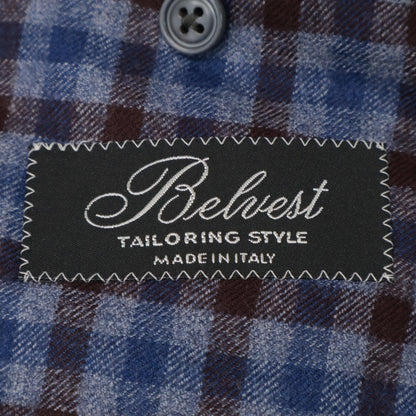 Belvest ベルベスト G10647 ﾌﾞﾙｰ×ﾌﾞﾗｳﾝ ｳｰﾙ ﾁｪｯｸ JACKET IN THE BOX 3Bｼﾞｬｹｯﾄ ジャケット 50