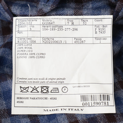 Belvest ベルベスト G10647 ﾌﾞﾙｰ×ﾌﾞﾗｳﾝ ｳｰﾙ ﾁｪｯｸ JACKET IN THE BOX 3Bｼﾞｬｹｯﾄ ジャケット 50