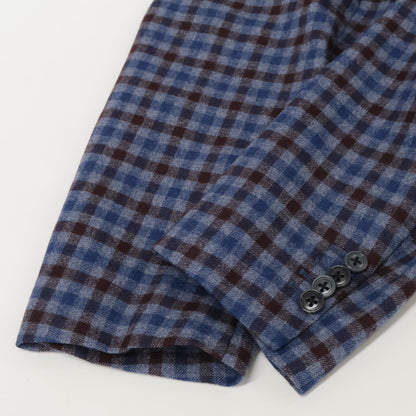 Belvest ベルベスト G10647 ﾌﾞﾙｰ×ﾌﾞﾗｳﾝ ｳｰﾙ ﾁｪｯｸ JACKET IN THE BOX 3Bｼﾞｬｹｯﾄ ジャケット 50