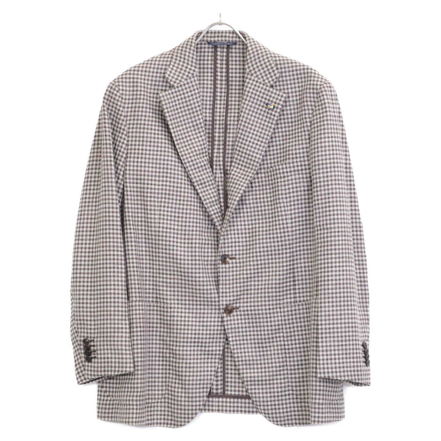 Belvest ベルベスト G10307 ｱｲﾎﾞﾘｰ×ﾌﾞﾗｳﾝ ｳｰﾙｼﾙｸﾘﾈﾝ ｶﾞﾝｸﾗﾌﾞﾁｪｯｸ JACKET IN THE BOX 3Bｼﾞｬｹｯﾄ ジャケット 52