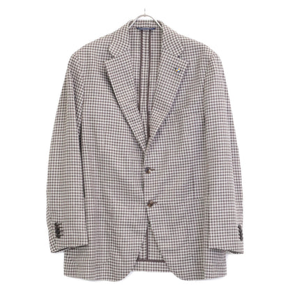 Belvest ベルベスト G10307 ｱｲﾎﾞﾘｰ×ﾌﾞﾗｳﾝ ｳｰﾙｼﾙｸﾘﾈﾝ ｶﾞﾝｸﾗﾌﾞﾁｪｯｸ JACKET IN THE BOX 3Bｼﾞｬｹｯﾄ ジャケット 52