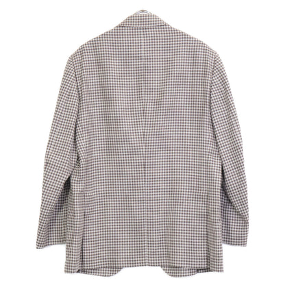 Belvest ベルベスト G10307 ｱｲﾎﾞﾘｰ×ﾌﾞﾗｳﾝ ｳｰﾙｼﾙｸﾘﾈﾝ ｶﾞﾝｸﾗﾌﾞﾁｪｯｸ JACKET IN THE BOX 3Bｼﾞｬｹｯﾄ ジャケット 52