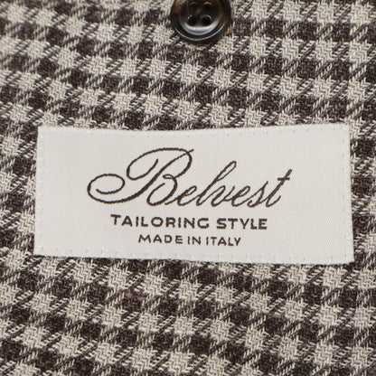 Belvest ベルベスト G10307 ｱｲﾎﾞﾘｰ×ﾌﾞﾗｳﾝ ｳｰﾙｼﾙｸﾘﾈﾝ ｶﾞﾝｸﾗﾌﾞﾁｪｯｸ JACKET IN THE BOX 3Bｼﾞｬｹｯﾄ ジャケット 52