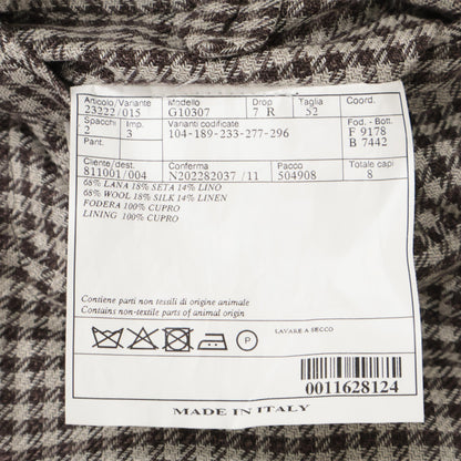 Belvest ベルベスト G10307 ｱｲﾎﾞﾘｰ×ﾌﾞﾗｳﾝ ｳｰﾙｼﾙｸﾘﾈﾝ ｶﾞﾝｸﾗﾌﾞﾁｪｯｸ JACKET IN THE BOX 3Bｼﾞｬｹｯﾄ ジャケット 52