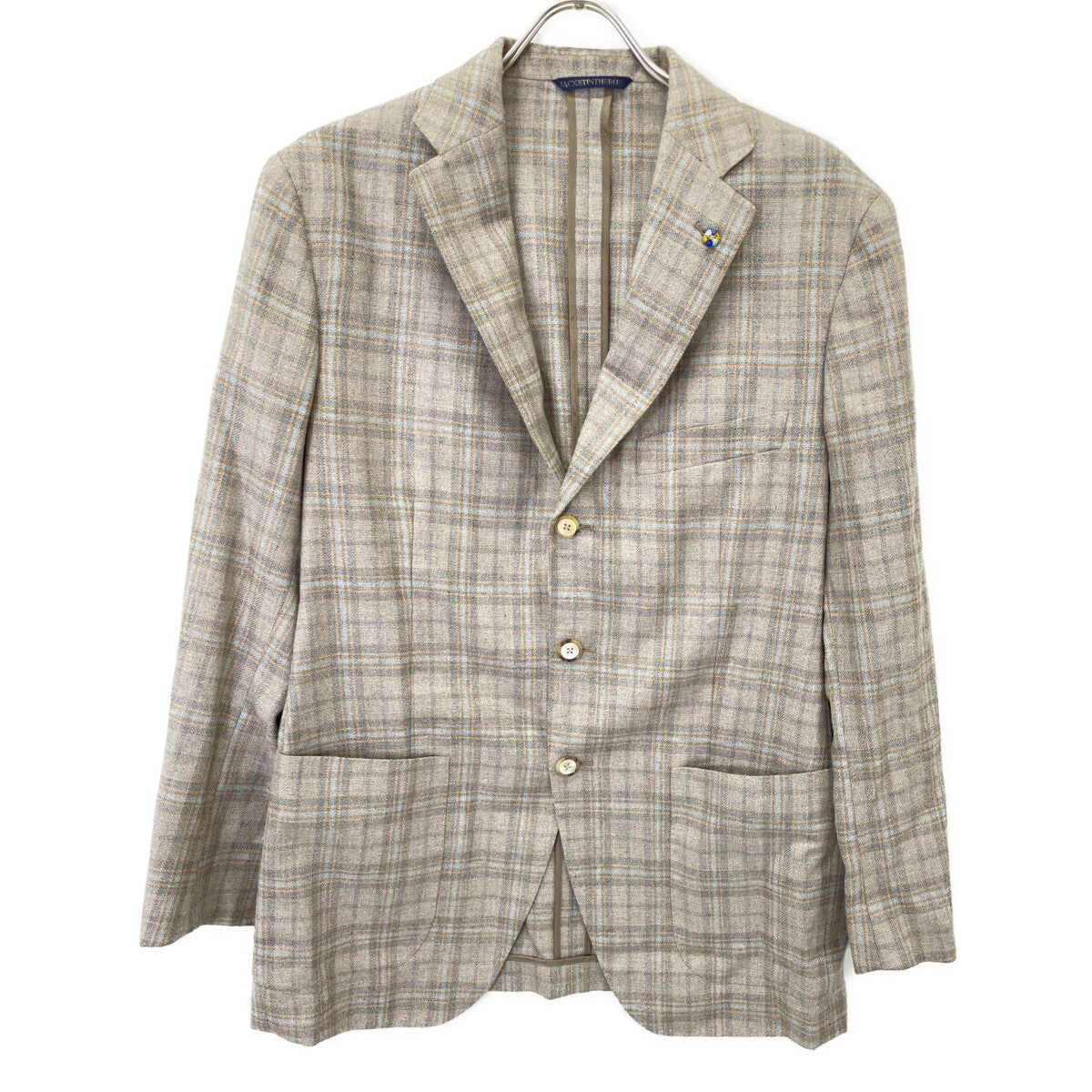 Belvest ベルベスト G10647 ﾍﾞｰｼﾞｭ ｳｰﾙｼﾙｸ ﾀｰﾀﾝﾁｪｯｸ JACKET IN THE BOX 3Bｼﾞｬｹｯﾄ ジャケット 50