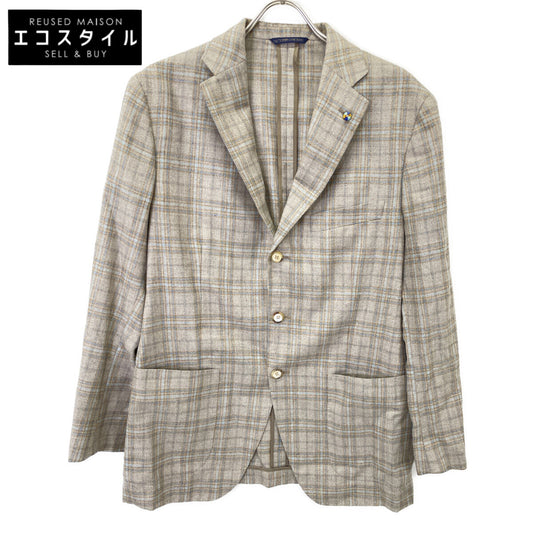 Belvest ベルベスト G10647 ﾍﾞｰｼﾞｭ ｳｰﾙｼﾙｸ ﾀｰﾀﾝﾁｪｯｸ JACKET IN THE BOX 3Bｼﾞｬｹｯﾄ ジャケット 50