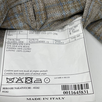 Belvest ベルベスト G10647 ﾍﾞｰｼﾞｭ ｳｰﾙｼﾙｸ ﾀｰﾀﾝﾁｪｯｸ JACKET IN THE BOX 3Bｼﾞｬｹｯﾄ ジャケット 50