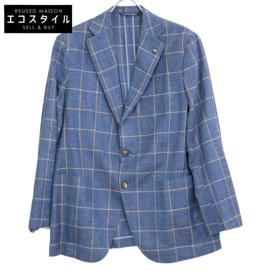 Belvest ベルベスト G10647 ﾌﾞﾙｰ ｳｰﾙｼﾙｸﾘﾈﾝ ﾁｪｯｸ JACKET IN THE BOX 3Bｼﾞｬｹｯﾄ ジャケット 50