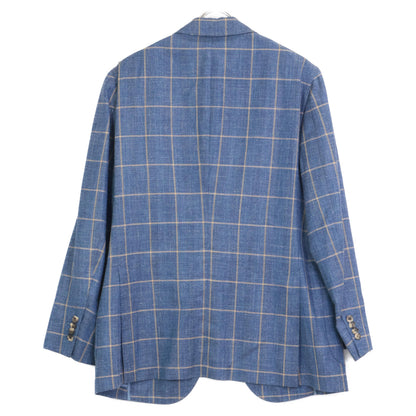 Belvest ベルベスト G10647 ﾌﾞﾙｰ ｳｰﾙｼﾙｸﾘﾈﾝ ﾁｪｯｸ JACKET IN THE BOX 3Bｼﾞｬｹｯﾄ ジャケット 50