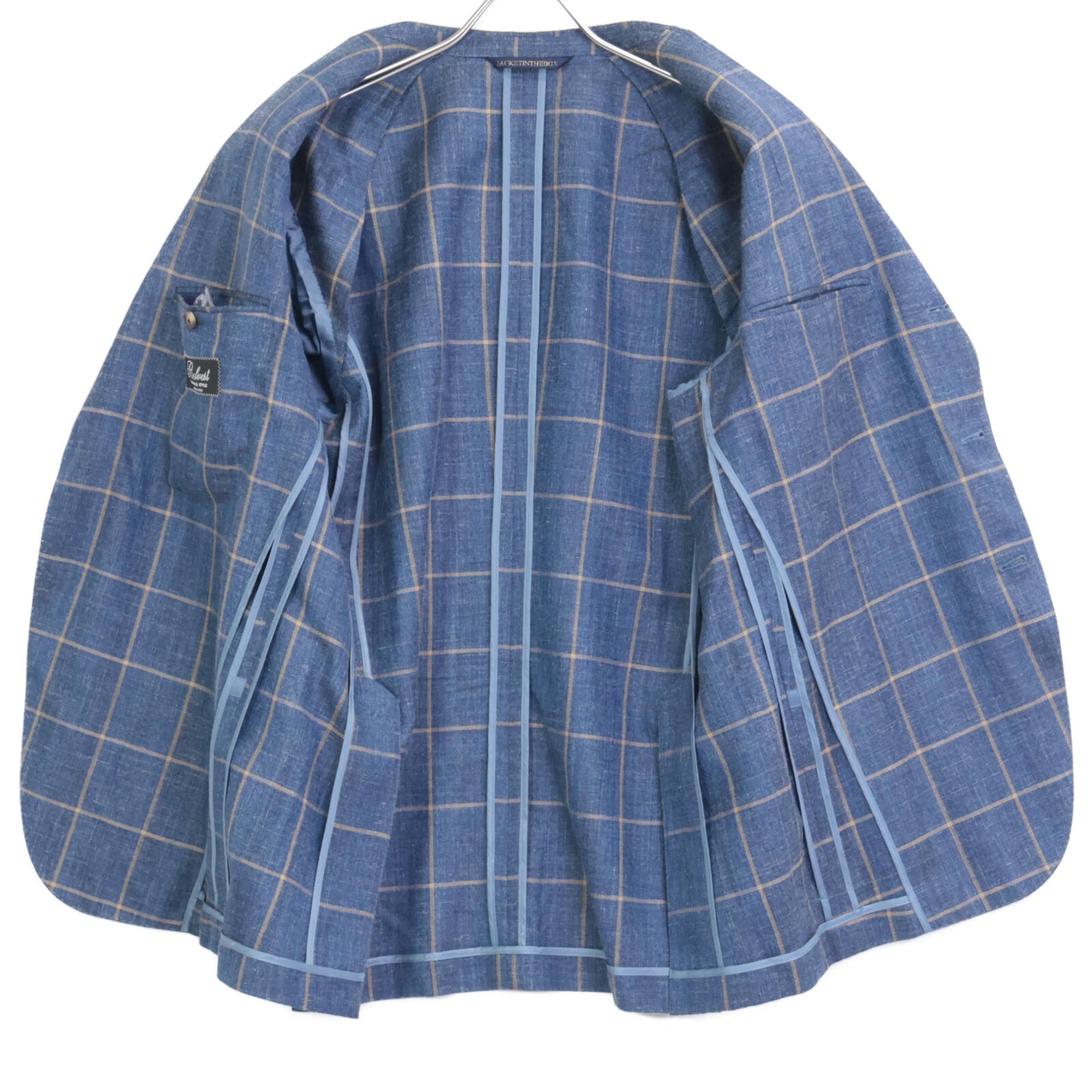 Belvest ベルベスト G10647 ﾌﾞﾙｰ ｳｰﾙｼﾙｸﾘﾈﾝ ﾁｪｯｸ JACKET IN THE BOX 3Bｼﾞｬｹｯﾄ ジャケット 50