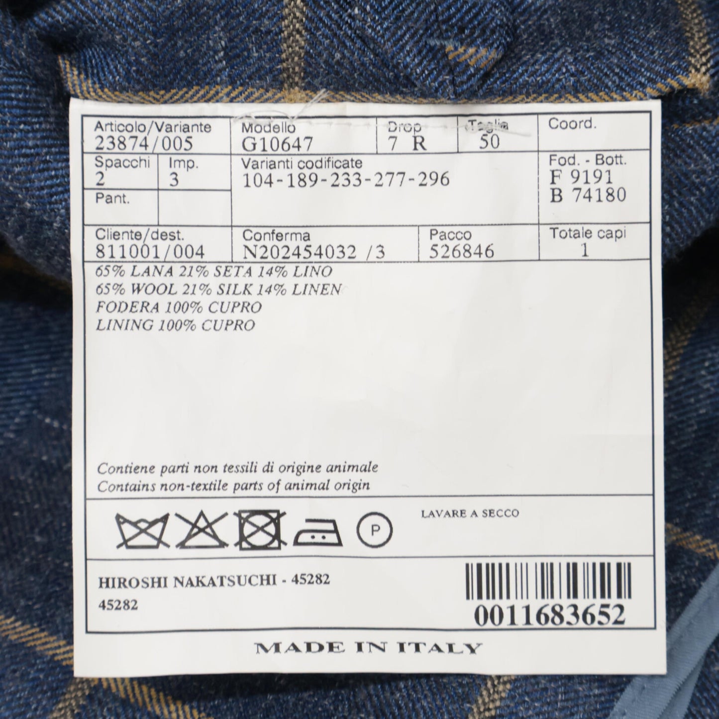 Belvest ベルベスト G10647 ﾌﾞﾙｰ ｳｰﾙｼﾙｸﾘﾈﾝ ﾁｪｯｸ JACKET IN THE BOX 3Bｼﾞｬｹｯﾄ ジャケット 50