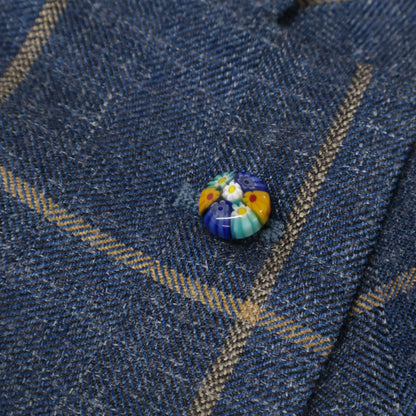 Belvest ベルベスト G10647 ﾌﾞﾙｰ ｳｰﾙｼﾙｸﾘﾈﾝ ﾁｪｯｸ JACKET IN THE BOX 3Bｼﾞｬｹｯﾄ ジャケット 50