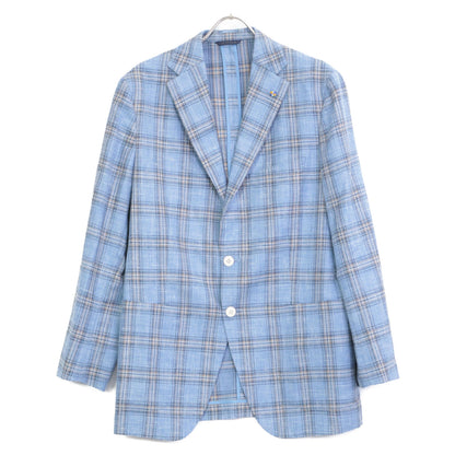 Belvest ベルベスト G10647 ﾗｲﾄﾌﾞﾙｰ ｳｰﾙｼﾙｸﾘﾈﾝ ﾁｪｯｸ JACKET IN THE BOX 3Bｼﾞｬｹｯﾄ ジャケット 50