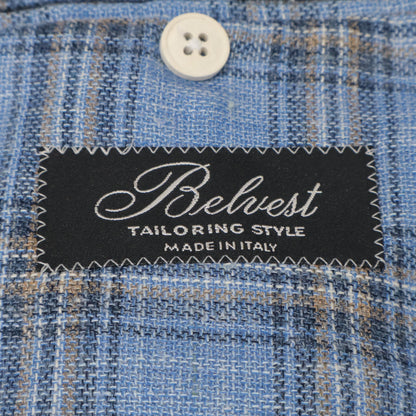 Belvest ベルベスト G10647 ﾗｲﾄﾌﾞﾙｰ ｳｰﾙｼﾙｸﾘﾈﾝ ﾁｪｯｸ JACKET IN THE BOX 3Bｼﾞｬｹｯﾄ ジャケット 50