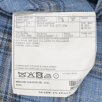 Belvest ベルベスト G10647 ﾗｲﾄﾌﾞﾙｰ ｳｰﾙｼﾙｸﾘﾈﾝ ﾁｪｯｸ JACKET IN THE BOX 3Bｼﾞｬｹｯﾄ ジャケット 50