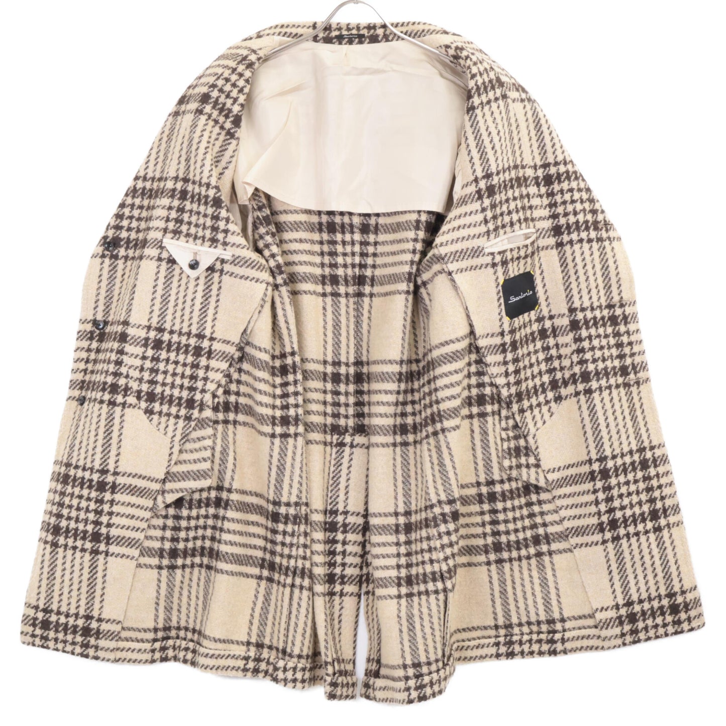 Sartorio サルトリオ SS405S ﾌﾞﾗｳﾝ ﾁｪｯｸ ｳｰﾙ×ｱﾙﾊﾟｶ ﾁｪｯｸ ｳｰﾙｺｰﾄ コート 表記なし