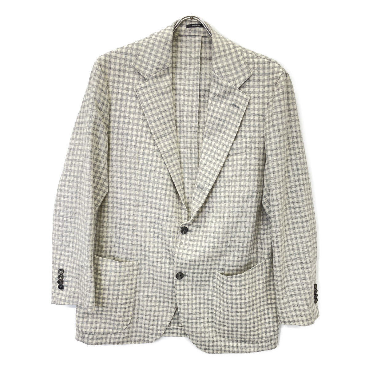 Sartorio サルトリオ SG5250 ｸﾞﾘｰﾝ×ｸﾞﾚｰ ｳｰﾙｱﾙﾊﾟｶ ﾁｪｯｸ柄 2B ﾃｰﾗｰﾄﾞｼﾞｬｹｯﾄ ジャケット 52