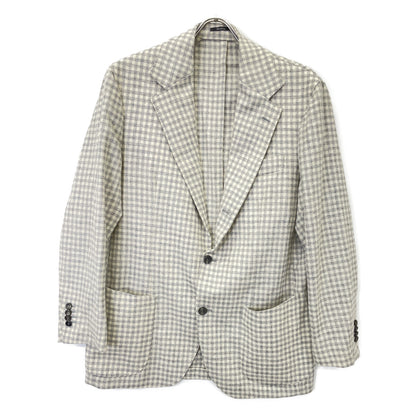 Sartorio サルトリオ SG5250 ｸﾞﾘｰﾝ×ｸﾞﾚｰ ｳｰﾙｱﾙﾊﾟｶ ﾁｪｯｸ柄 2B ﾃｰﾗｰﾄﾞｼﾞｬｹｯﾄ ジャケット 52