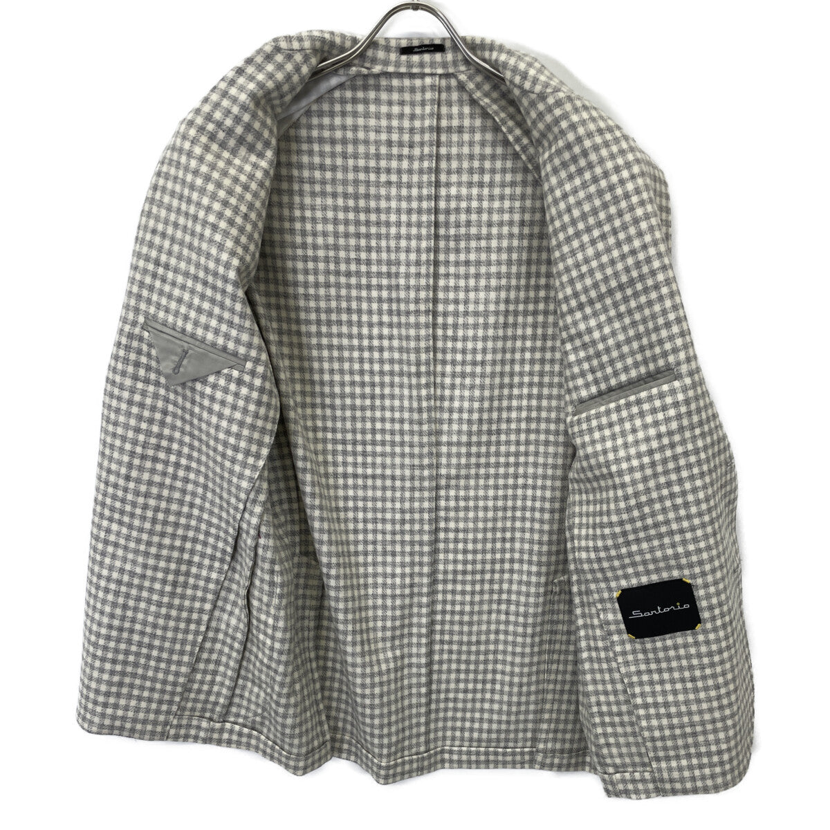 Sartorio サルトリオ SG5250 ｸﾞﾘｰﾝ×ｸﾞﾚｰ ｳｰﾙｱﾙﾊﾟｶ ﾁｪｯｸ柄 2B ﾃｰﾗｰﾄﾞｼﾞｬｹｯﾄ ジャケット 52