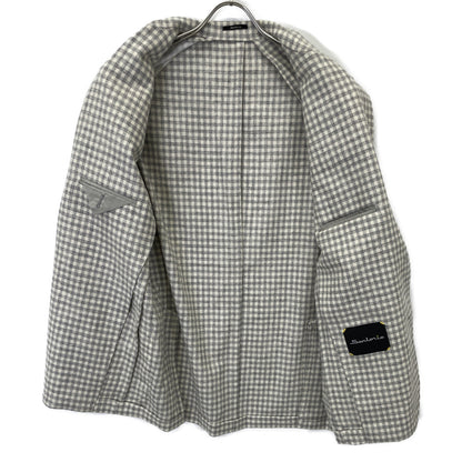 Sartorio サルトリオ SG5250 ｸﾞﾘｰﾝ×ｸﾞﾚｰ ｳｰﾙｱﾙﾊﾟｶ ﾁｪｯｸ柄 2B ﾃｰﾗｰﾄﾞｼﾞｬｹｯﾄ ジャケット 52