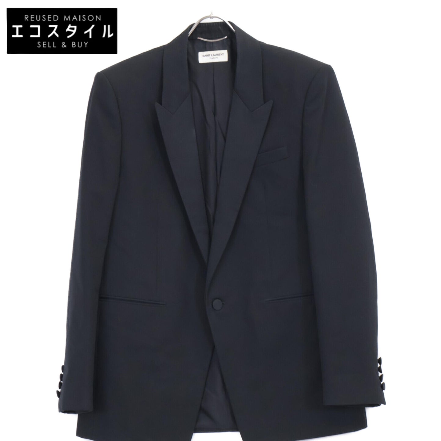 SAINT LAURENT PARIS サンローランパリ 662462 21年製 ﾌﾞﾗｯｸ ｳｰﾙ100% ﾃｰﾗｰﾄﾞｼﾞｬｹｯﾄ ジャケット 50