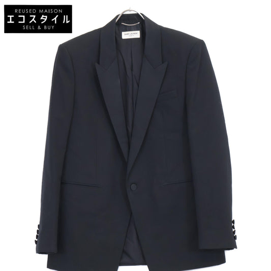 SAINT LAURENT PARIS サンローランパリ 662462 21年製 ﾌﾞﾗｯｸ ｳｰﾙ100% ﾃｰﾗｰﾄﾞｼﾞｬｹｯﾄ ジャケット 50