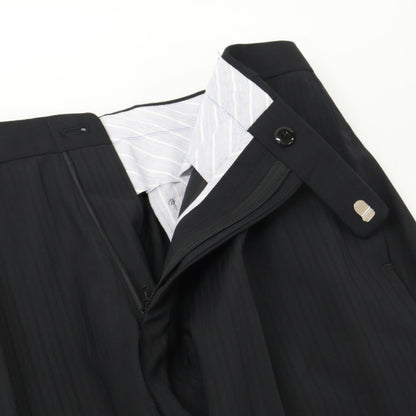 SHIPS シップス 117-11-1620 ﾌﾞﾗｯｸ ｽﾄﾗｲﾌﾟ REDA生地 ｽｰﾂ ｾｯﾄｱｯﾌﾟ 48