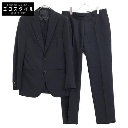 SHIPS シップス 117-11-1620 ﾌﾞﾗｯｸ ｽﾄﾗｲﾌﾟ REDA生地 ｽｰﾂ ｾｯﾄｱｯﾌﾟ 48