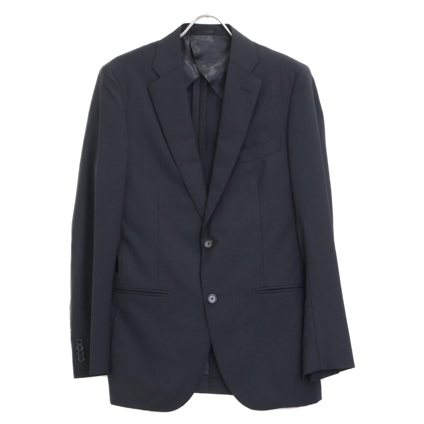 SHIPS シップス 117-11-1620 ﾌﾞﾗｯｸ ｽﾄﾗｲﾌﾟ REDA生地 ｽｰﾂ ｾｯﾄｱｯﾌﾟ 48