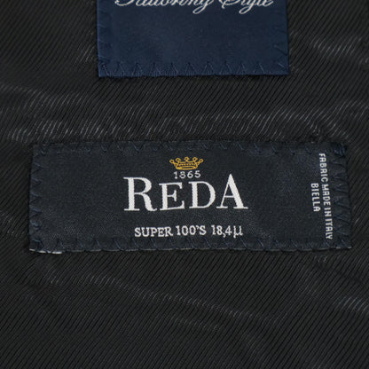 SHIPS シップス 117-11-1620 ﾌﾞﾗｯｸ ｽﾄﾗｲﾌﾟ REDA生地 ｽｰﾂ ｾｯﾄｱｯﾌﾟ 48