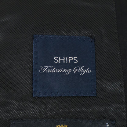 SHIPS シップス 117-11-1620 ﾌﾞﾗｯｸ ｽﾄﾗｲﾌﾟ REDA生地 ｽｰﾂ ｾｯﾄｱｯﾌﾟ 48