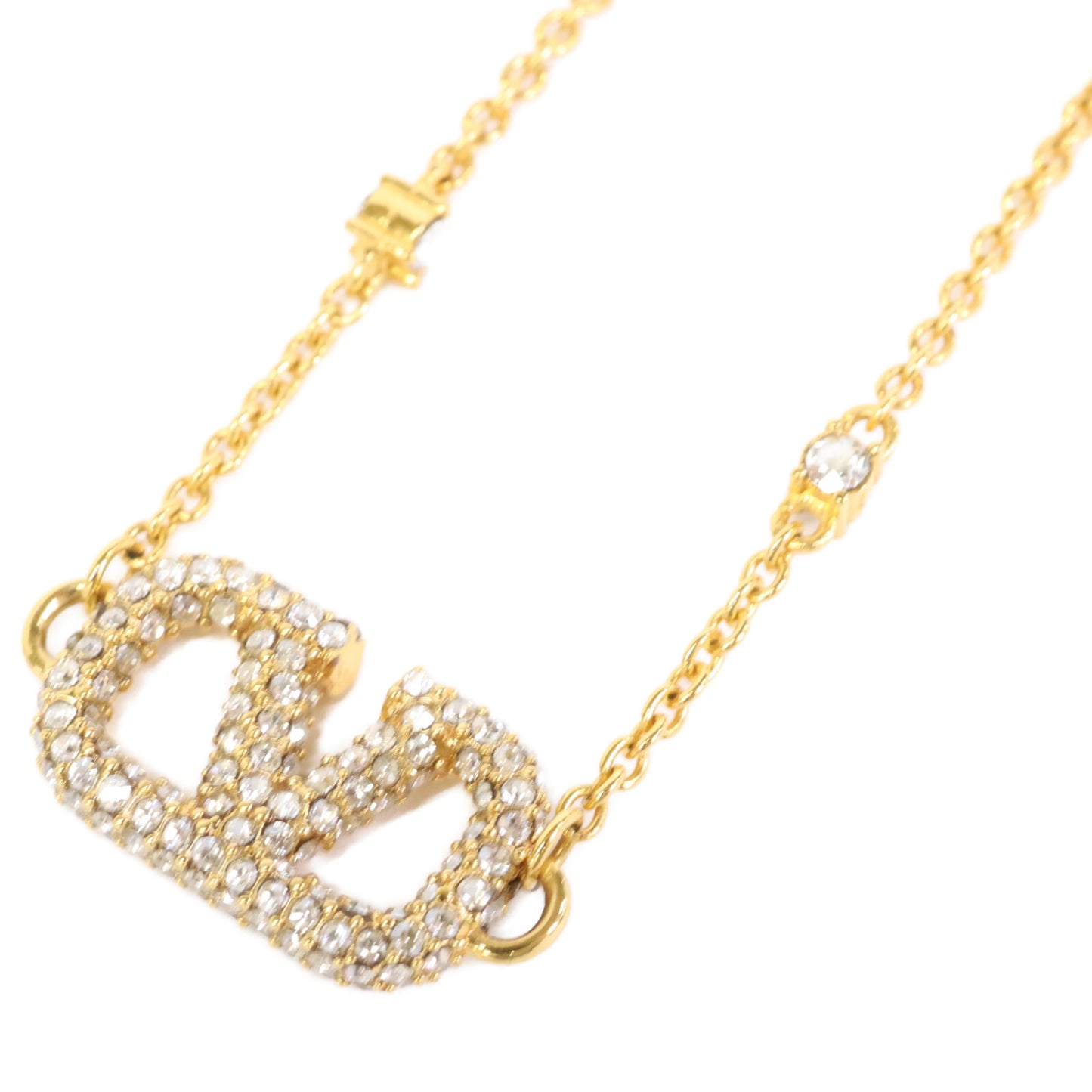 Valentino Garavani ヴァレンティノガラヴァーニ Vロゴ シグネチャー メタル X スワロフスキー クリスタル ネックレス