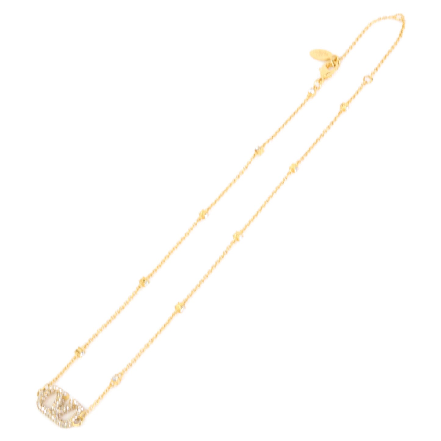 Valentino Garavani ヴァレンティノガラヴァーニ Vロゴ シグネチャー メタル X スワロフスキー クリスタル ネックレス