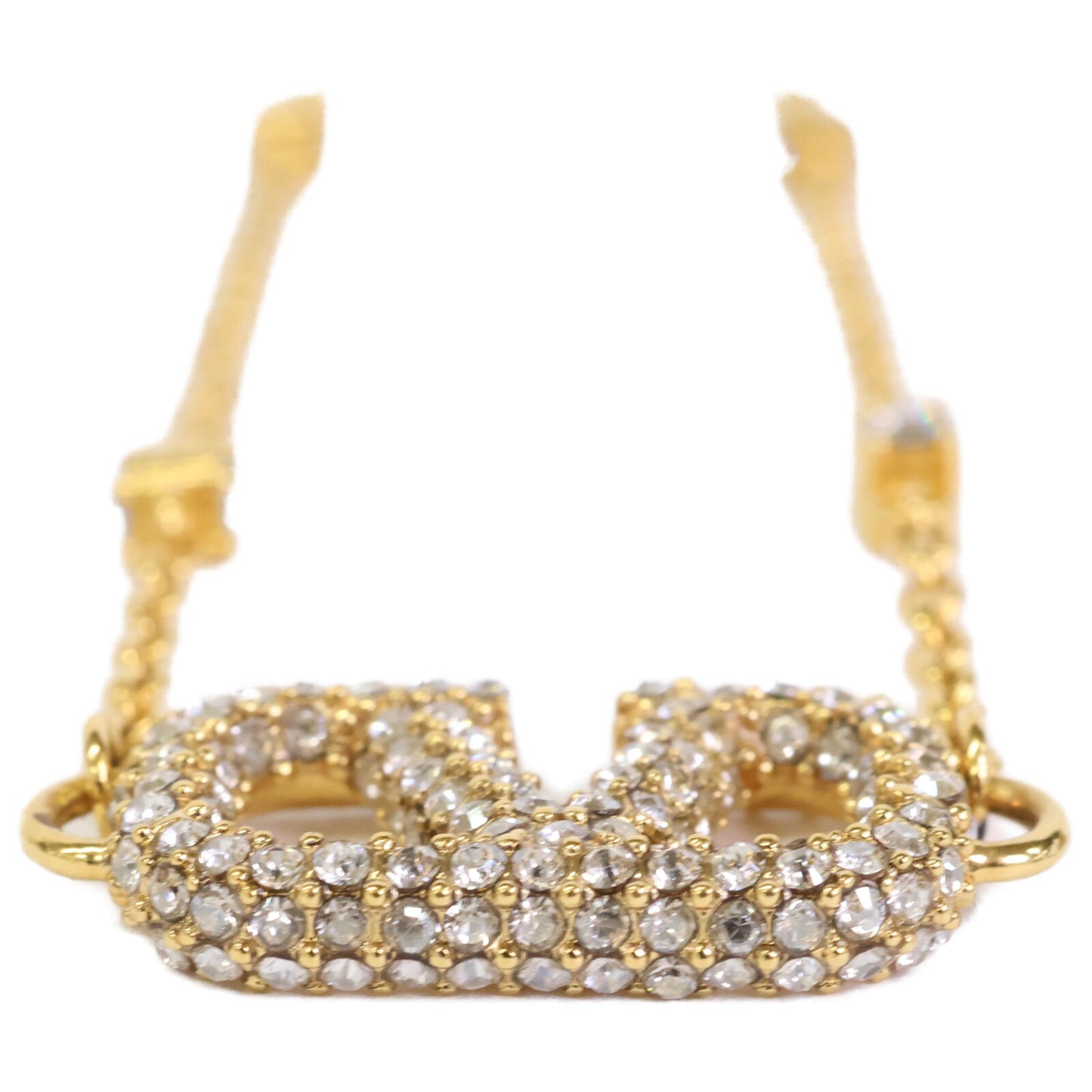 Valentino Garavani ヴァレンティノガラヴァーニ Vロゴ シグネチャー メタル X スワロフスキー クリスタル ネックレス