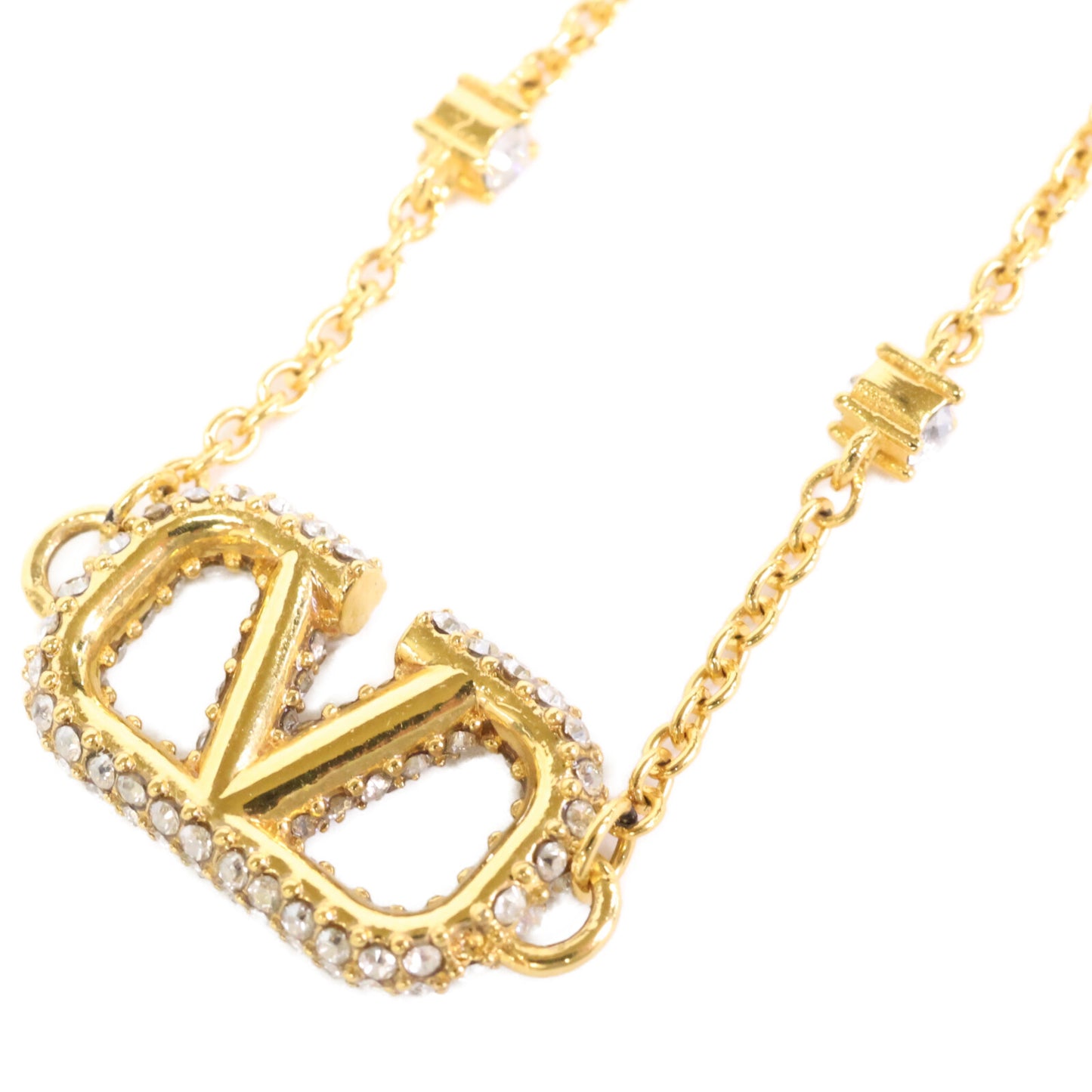 Valentino Garavani ヴァレンティノガラヴァーニ Vロゴ シグネチャー メタル X スワロフスキー クリスタル ネックレス