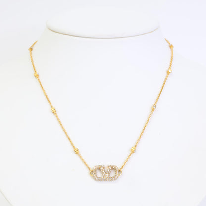 Valentino Garavani ヴァレンティノガラヴァーニ Vロゴ シグネチャー メタル X スワロフスキー クリスタル ネックレス