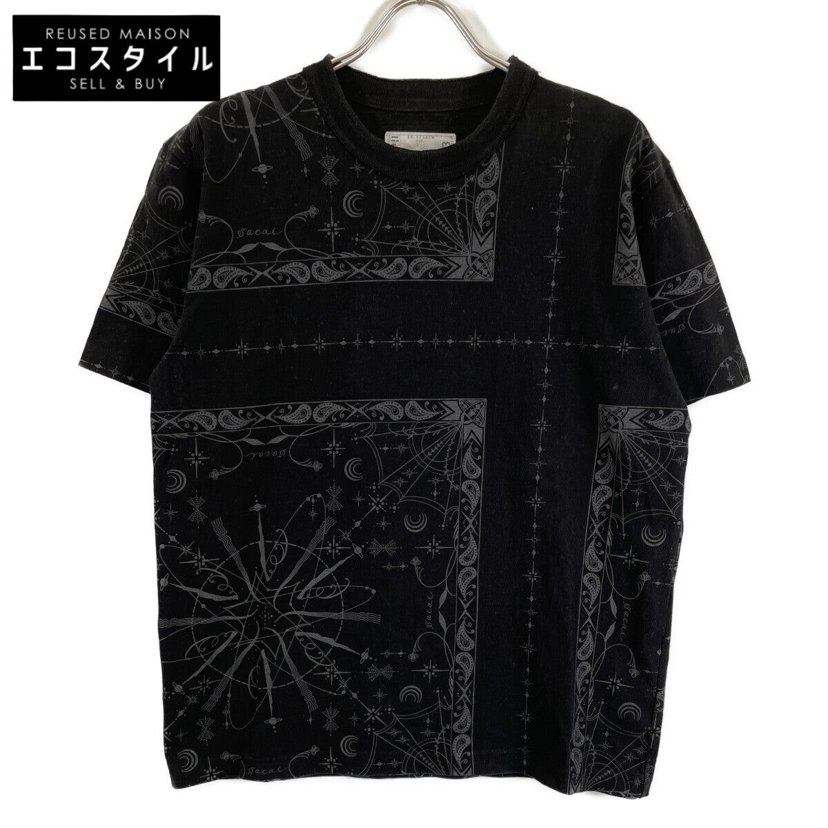 sacai サカイ ×Dr.Woo 20-02343M ﾌﾞﾗｯｸ ﾊﾞﾝﾀﾞﾅﾌﾟﾘﾝﾄ Tｼｬﾂ トップス 2