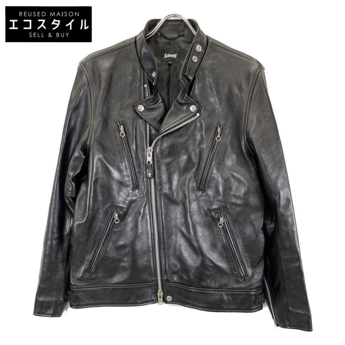 SCHOTT ショット 782-3950077 ﾌﾞﾗｯｸ 羊革 DOUBLE BREAST RIDERS ジャケット XL