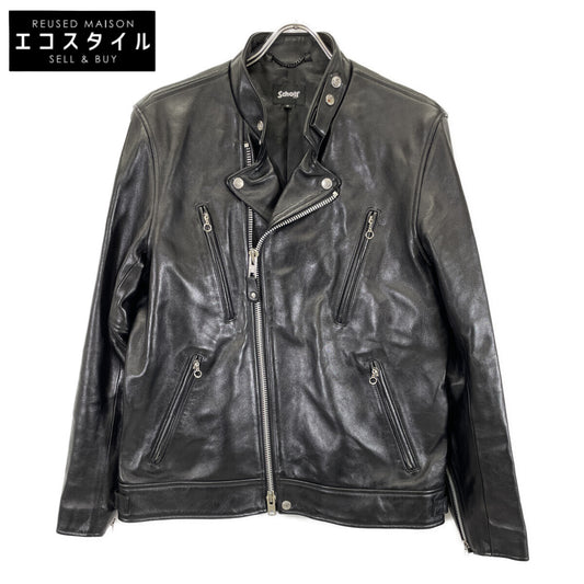 SCHOTT ショット 782-3950077 ﾌﾞﾗｯｸ 羊革 DOUBLE BREAST RIDERS ジャケット XL