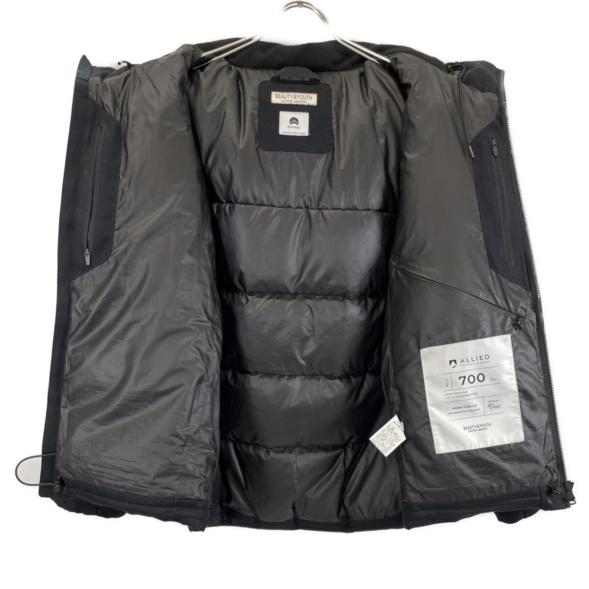 B&Y U-ARROWS ビューティーアンドユース ユナイテッドアローズ 【小松ﾏﾃｰﾚ】ﾌﾞﾗｯｸ TR ALLIED ﾀﾞｳﾝｼﾞｬｹｯﾄ ジャケット L