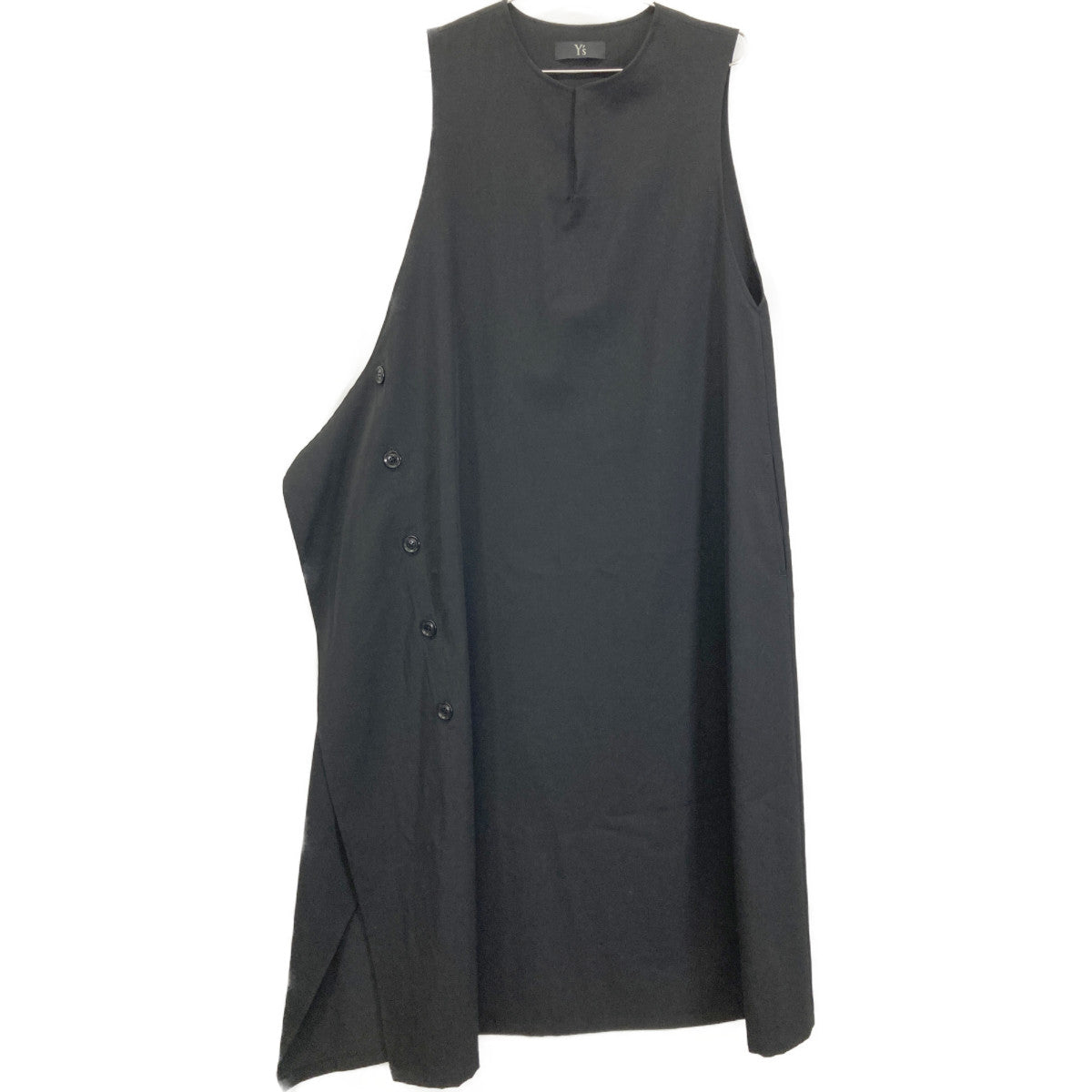 Y's ワイズ 【美品】YQ-D02-100 GABARDINE RIGHT FLAP BUTTON DRESS ウール ノースリーブ ワンピース 2